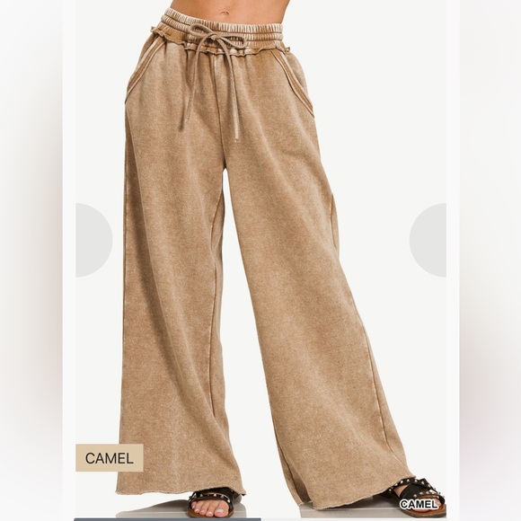 Zenana Full Size Acid Wash Fleece Drawstring Sweatpants with Pockets main image 0